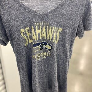 Ladies Majestic Blue Seattle Seahawks V-Neck Tee
